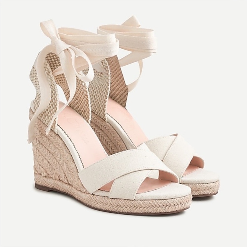 J. Crew Cream Wedge Sandals Lace-up espadrille wedges